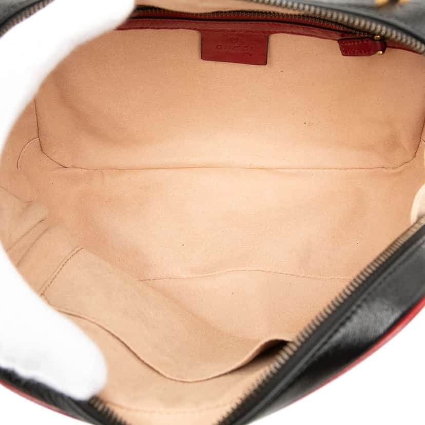 Gucci Small GG Marmont Matelasse Diagonal Leather Torchon Bamboo Satchel Black Leather Very good condition - Model View