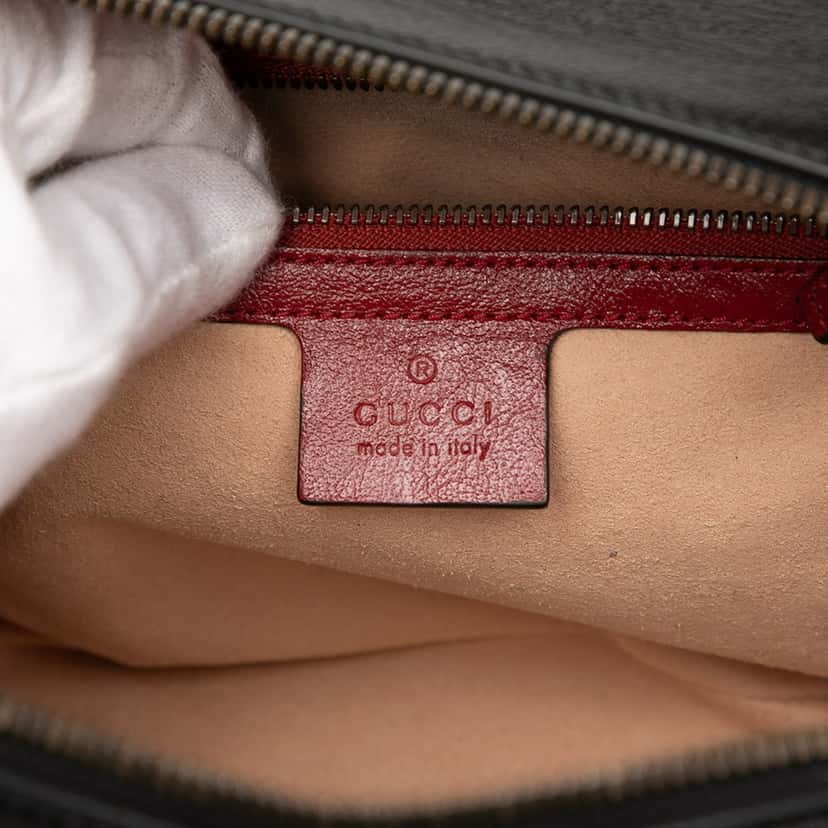 Gucci Small GG Marmont Matelasse Diagonal Leather Torchon Bamboo Satchel Black Leather Very good condition - Box View