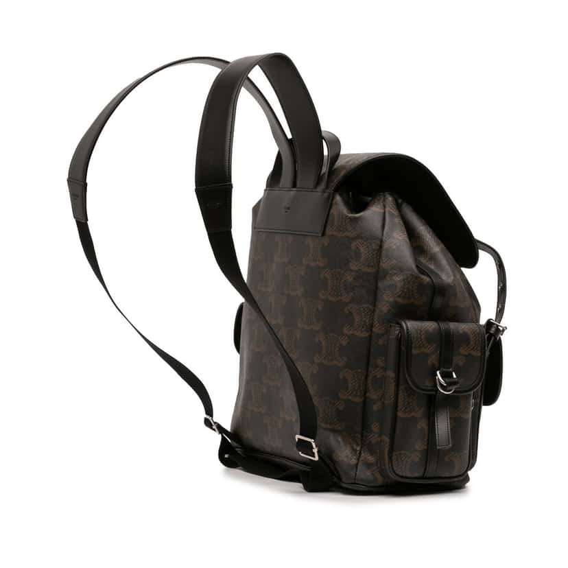 Celine Medium Triomphe Coated Canvas Backpack Brown Very good condition - Back View