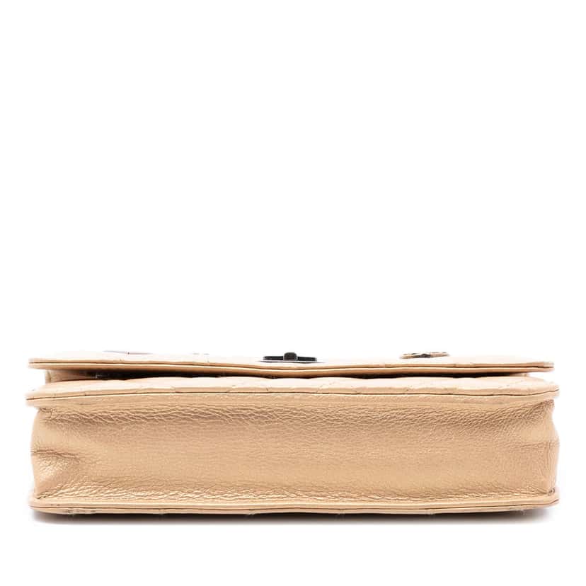 Chanel Quilted Aged Calfskin Reissue 2.55 Lucky Charms Wallet On Chain Beige Leather Very good condition - Inside View