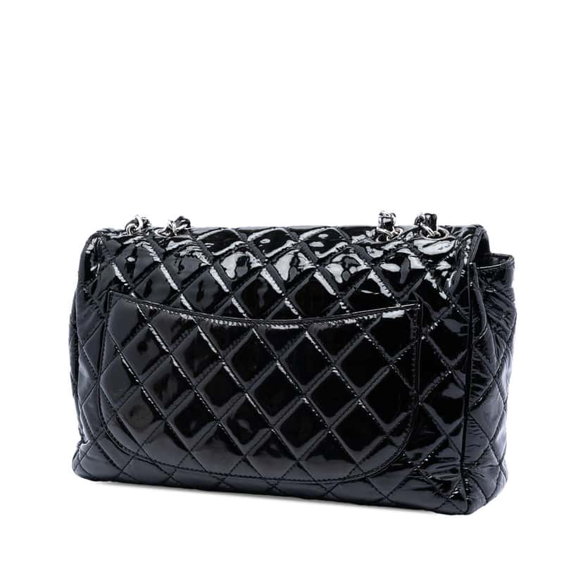 Chanel Jumbo Classic Patent Single Flap Black Leather Very good condition - Back View
