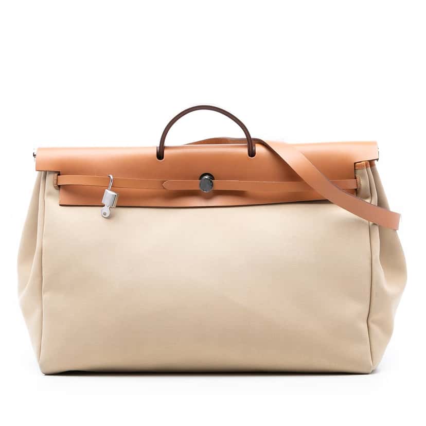 Hermès Toile and Vache Hunter Herbag Zip Cabine 50 Beige Very good condition - Front View