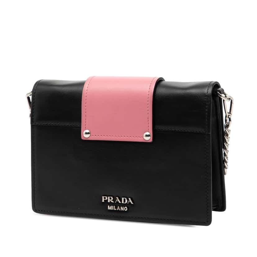 Prada City Calf Crystal Embellished Ribbon Bag Black Leather Very good condition - Back View