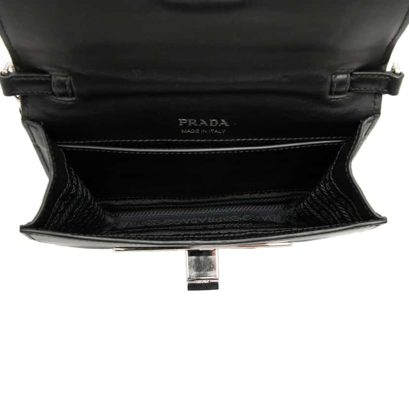Prada City Calf Crystal Embellished Ribbon Bag Black Leather Very good condition - Model View