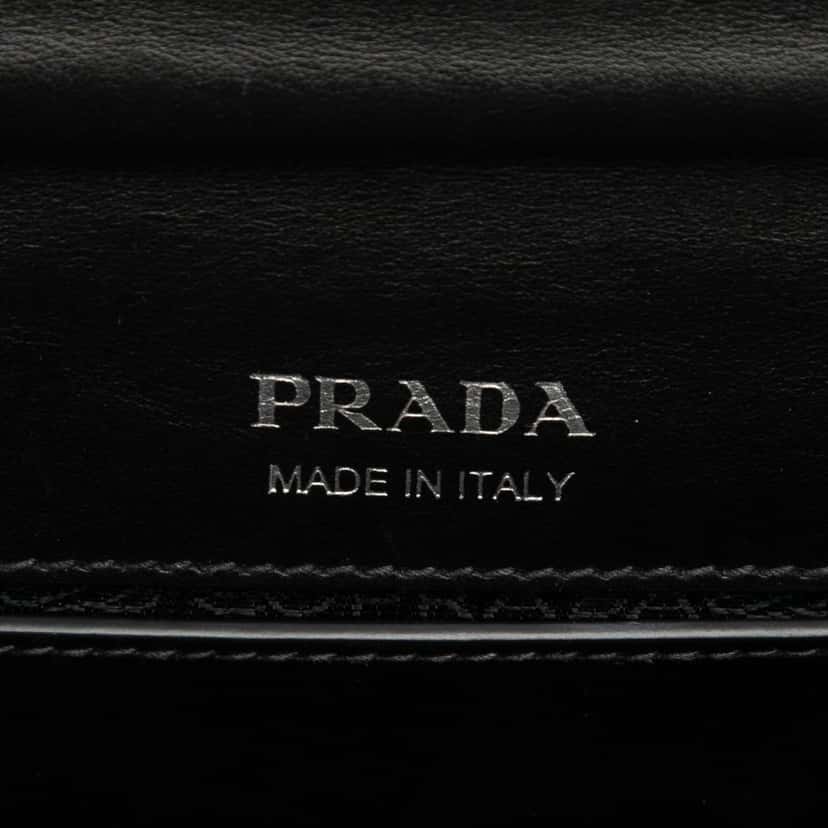 Prada City Calf Crystal Embellished Ribbon Bag Black Leather Very good condition - Box View