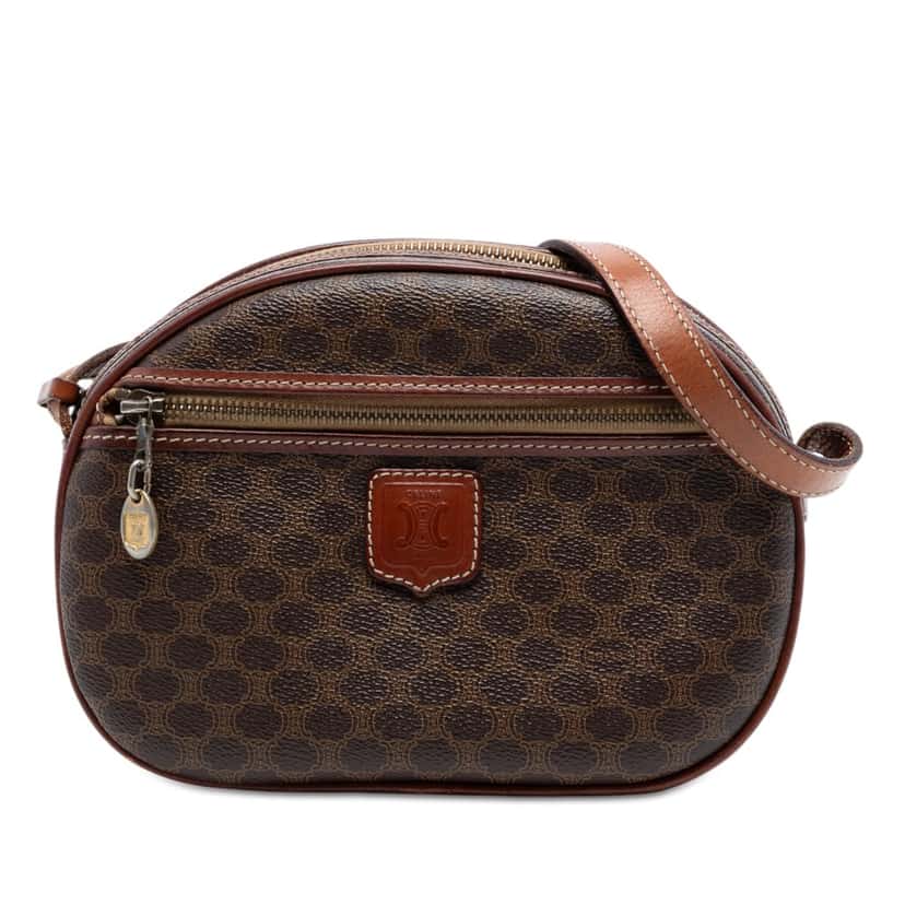 Celine Macadam Coated Canvas Crossbody Brown Very good condition - Front View