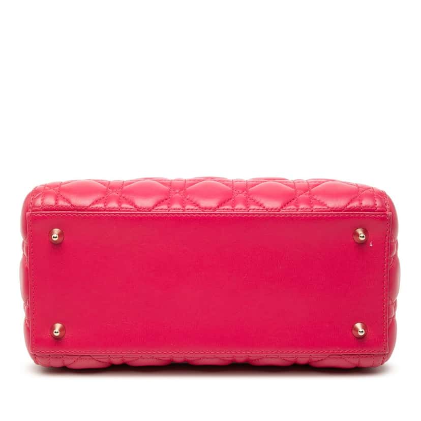 Dior Medium Lambskin Cannage Lady Dior Pink Leather Very good condition - Inside View