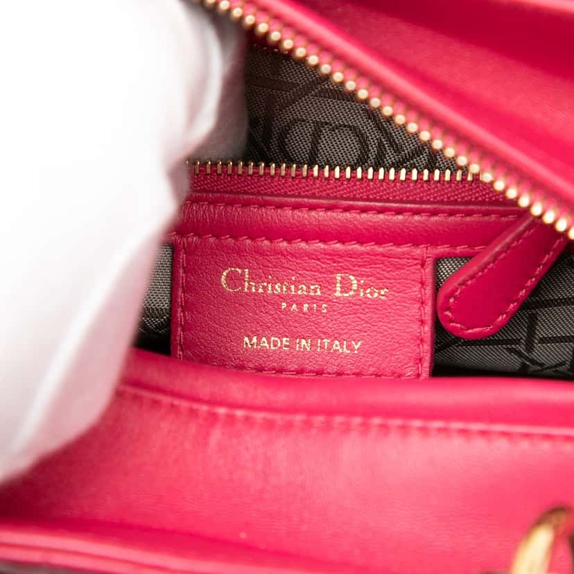 Dior Medium Lambskin Cannage Lady Dior Pink Leather Very good condition - Box View