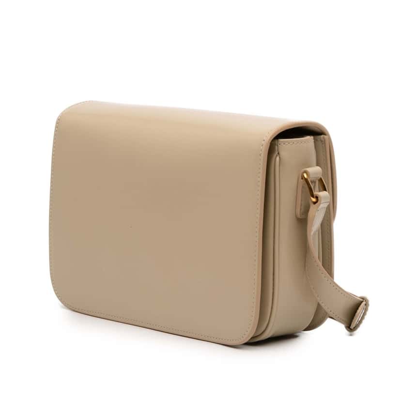 Celine Classique Shiny Calfskin Triomphe Crossbody Beige Leather Very good condition - Back View