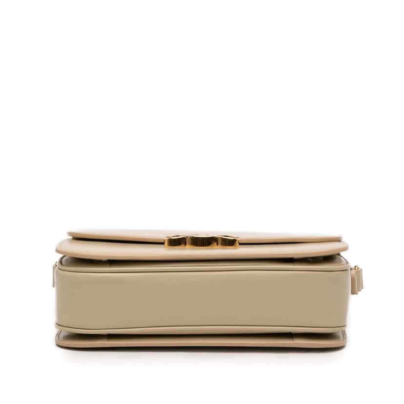 Celine Classique Shiny Calfskin Triomphe Crossbody Beige Leather Very good condition - Inside View