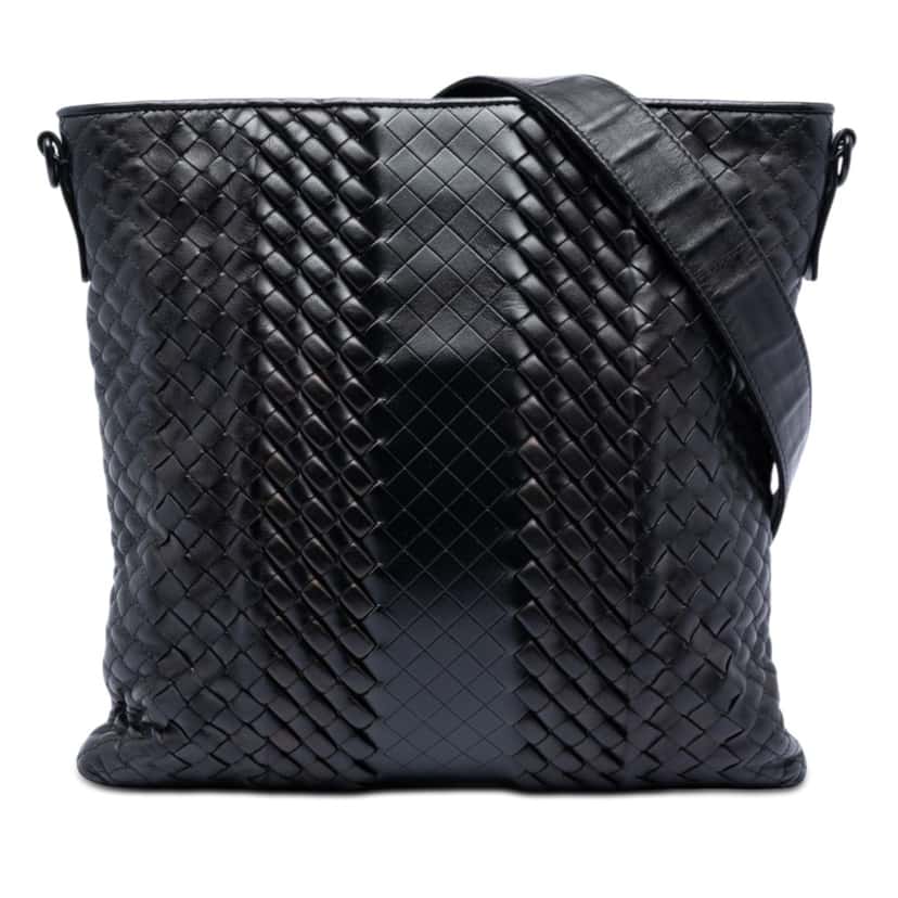 Bottega Veneta Leather Intreccio Imperatore Crossbody Black Leather Very good condition - Front View