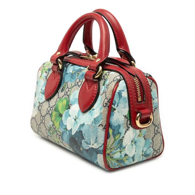 Gucci Mini GG Supreme Blooms Boston Bag Beige Very good condition - Back View