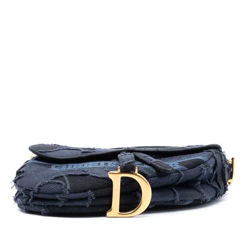 Dior Camouflage Embroidered Canvas Saddle Bag Blue Very good condition - Inside View
