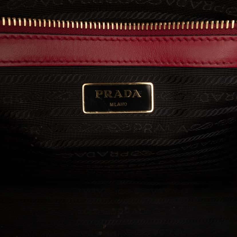 Prada Soft Calf Trimmed Saffiano Lux Satchel Red Leather Very good condition - Box View