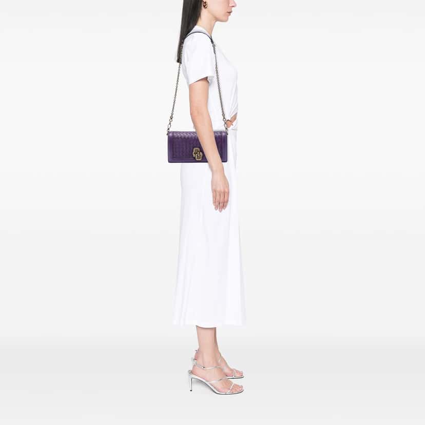 Bottega Veneta Nappa Intrecciato Olimpia Knot Crossbody Purple Leather Very good condition - Box View