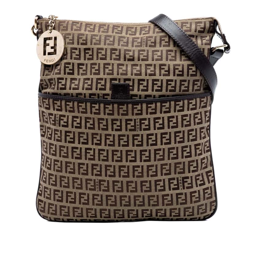 Fendi Zucchino Canvas Crossbody Beige Very good condition - Front View