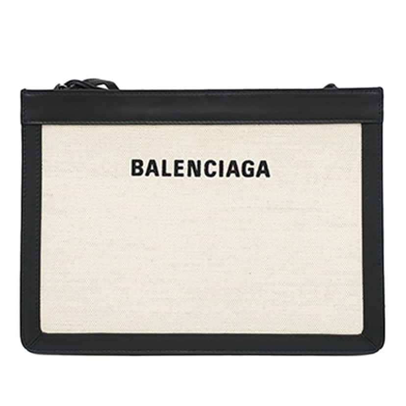 Balenciaga Canvas Navy Pochette Crossbody Brown Very good condition - Front View