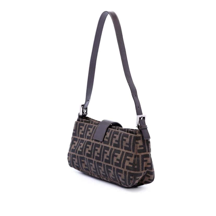 Fendi Zucca Canvas Shoulder Bag Brown Very good condition - Back View