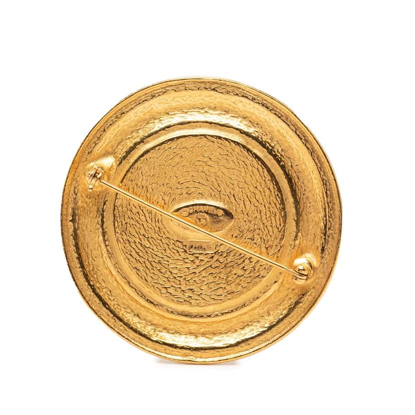 Chanel Gold Plated 31 Rue Cambon Round Brooch Gold Metal Very good condition - Back View