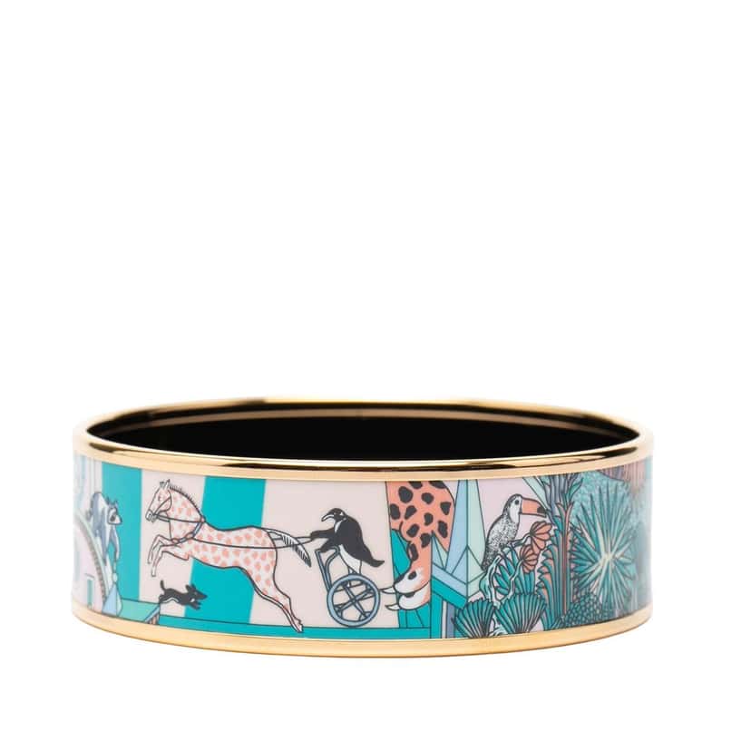 Hermès Wide Animapolis Enamel Bracelet 62 Blue Very good condition - Back View