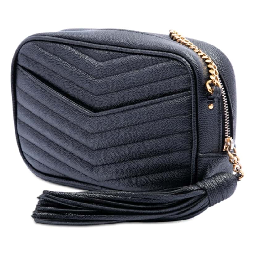 Saint Laurent Mini Grain de Poudre Monogram Lou Camera Bag Black Leather Very good condition - Back View