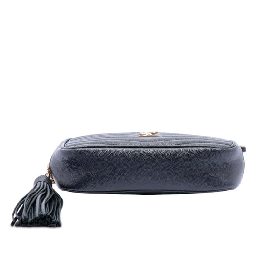 Saint Laurent Mini Grain de Poudre Monogram Lou Camera Bag Black Leather Very good condition - Inside View