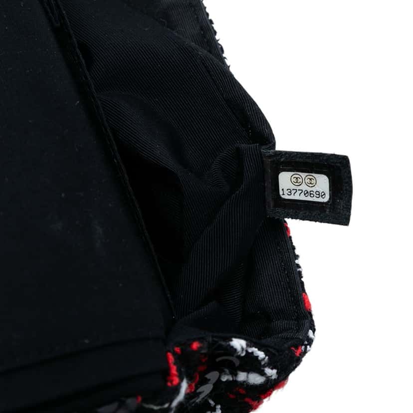 Chanel Medium Classic Tweed Sequins Double Flap Black Good condition - Box View