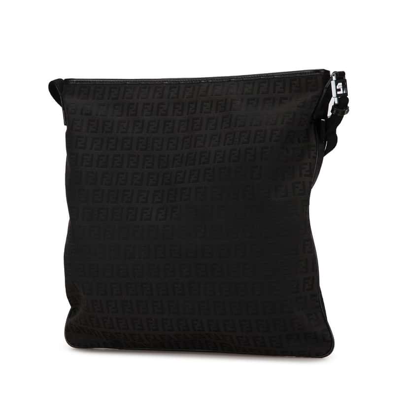 Fendi Zucchino Canvas Crossbody Black Good condition - Back View