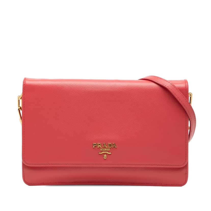 Prada Saffiano Lux Wallet On Chain Pink Leather Very good condition - Front View