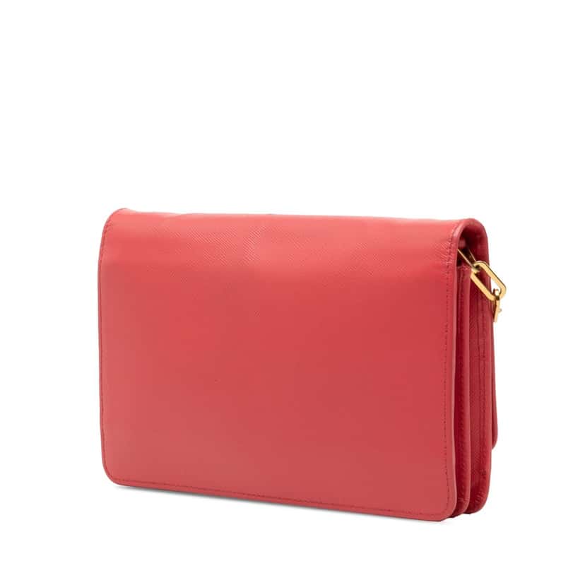 Prada Saffiano Lux Wallet On Chain Pink Leather Very good condition - Back View