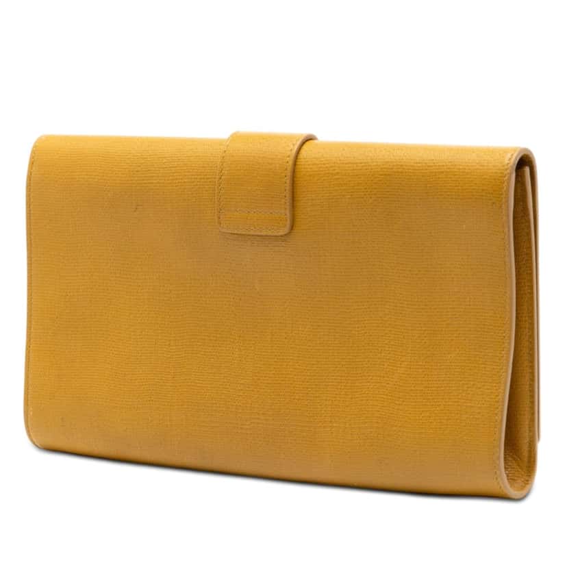 Saint Laurent Textured Leather Chyc Ligne Clutch Yellow Leather Very good condition - Back View