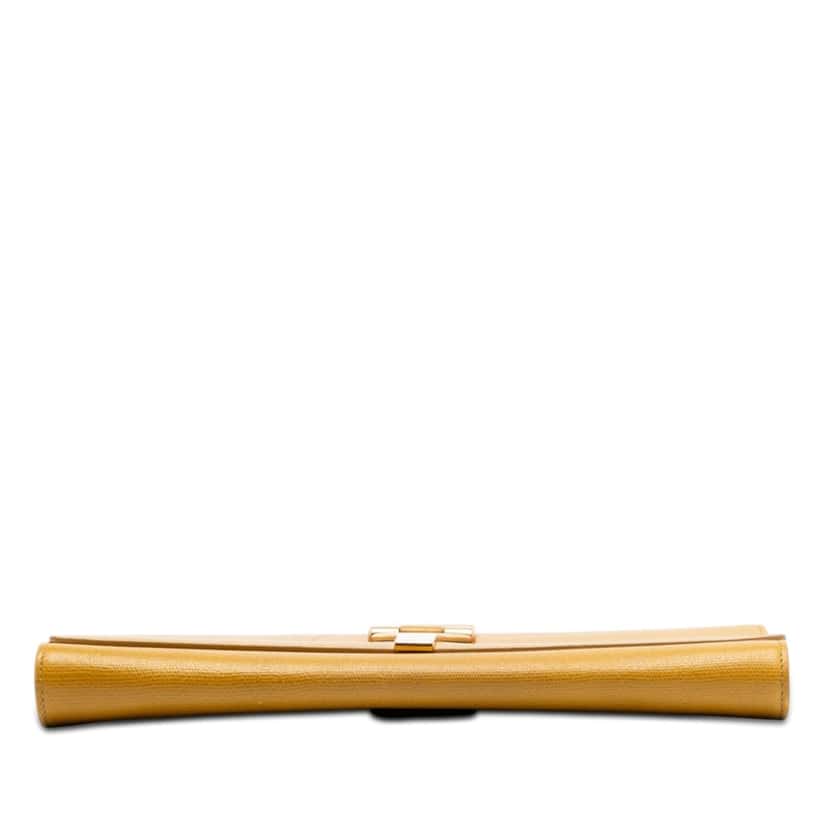 Saint Laurent Textured Leather Chyc Ligne Clutch Yellow Leather Very good condition - Inside View