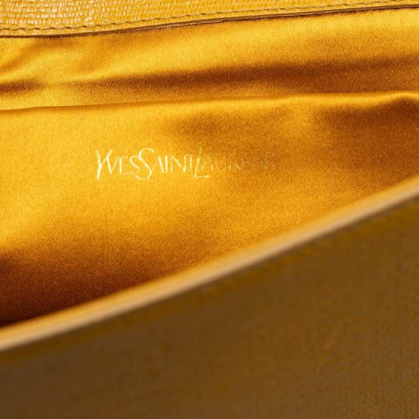 Saint Laurent Textured Leather Chyc Ligne Clutch Yellow Leather Very good condition - Box View