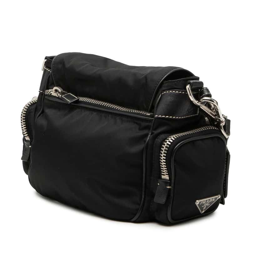 Prada Tessuto Buckle Messenger Bag Black Very good condition - Back View