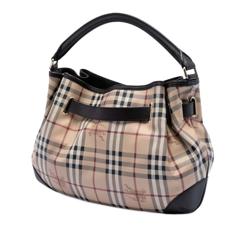 Burberry Medium Haymarket Check Coated Canvas Willenmore Hobo Beige Very good condition - Back View