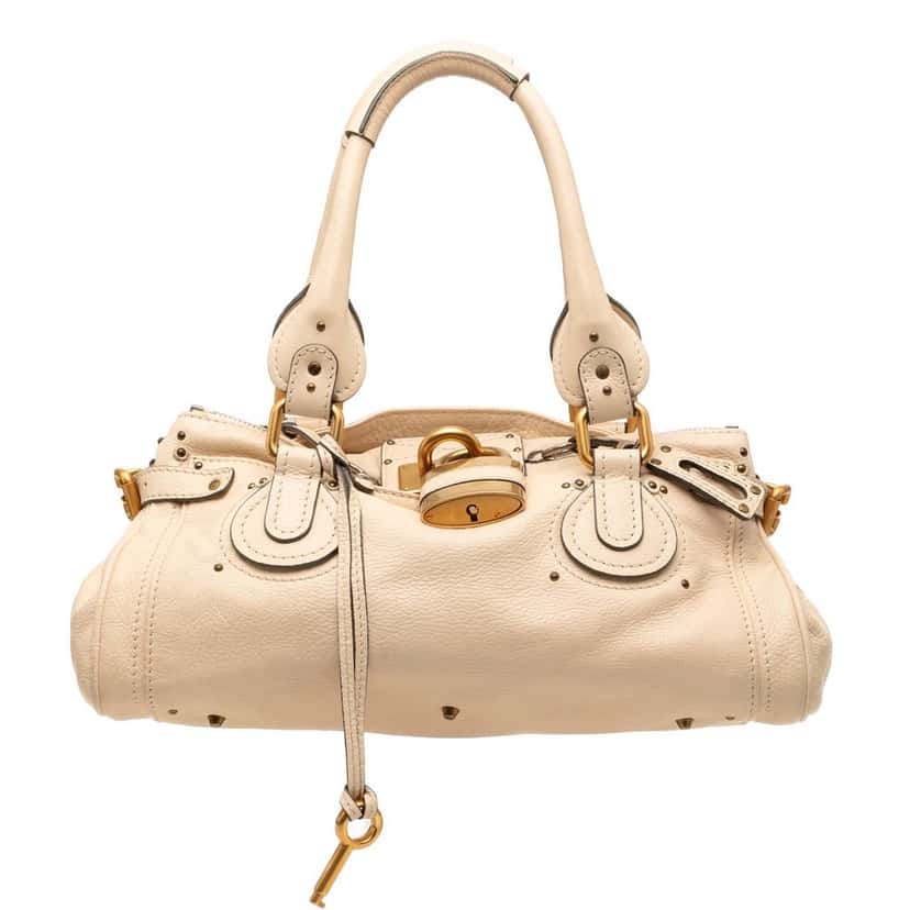 Chloé Medium Leather Paddington Handbag Beige Leather Very good condition - Front View