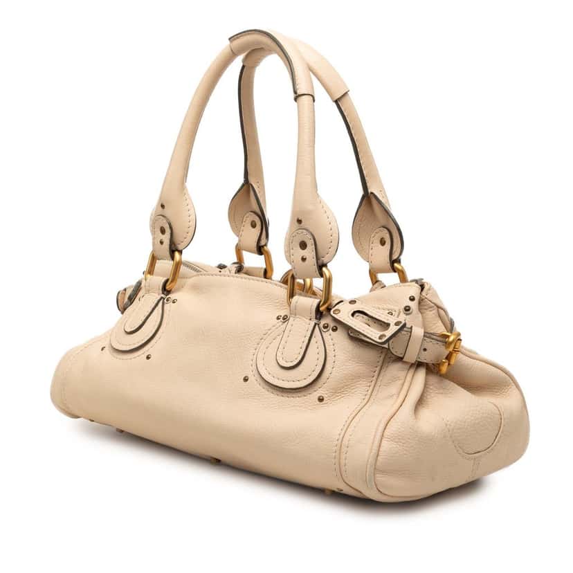 Chloé Medium Leather Paddington Handbag Beige Leather Very good condition - Back View