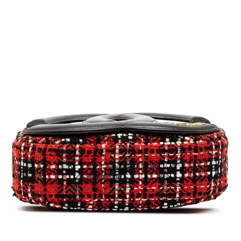 Chanel Tweed and Lambskin Coco Midnight Camera Bag Red Very good condition - Inside View