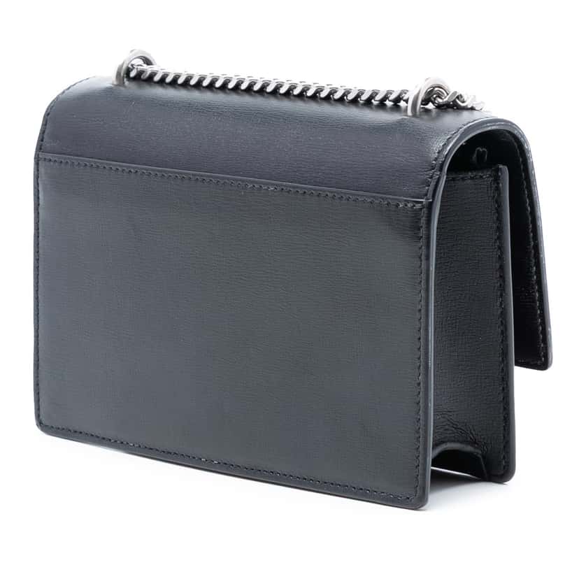 Saint Laurent Mini Calfskin Monogram Lucky Charms Sunset Wallet on Chain Black Leather Very good condition - Back View