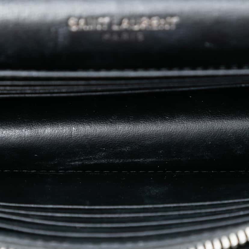 Saint Laurent Mini Calfskin Monogram Lucky Charms Sunset Wallet on Chain Black Leather Very good condition - Model View