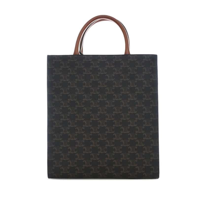 Celine Small Triomphe Coated Canvas Vertical Cabas Tote Brown Very good condition - Back View