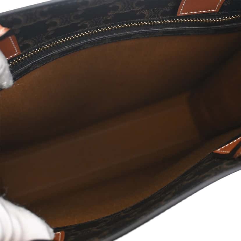 Celine Small Triomphe Coated Canvas Vertical Cabas Tote Brown Very good condition - Model View