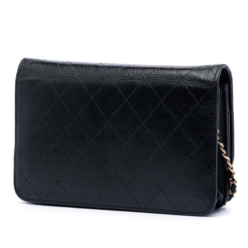 Chanel Stitched Goatskin Golden CC Wallet On Chain Black Leather Very good condition - Back View