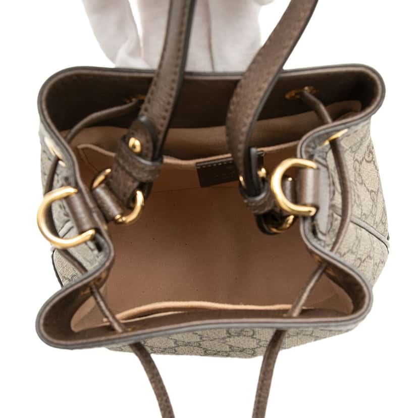 Gucci Small GG Supreme Web Ophidia Bucket Bag Beige Very good condition - Model View