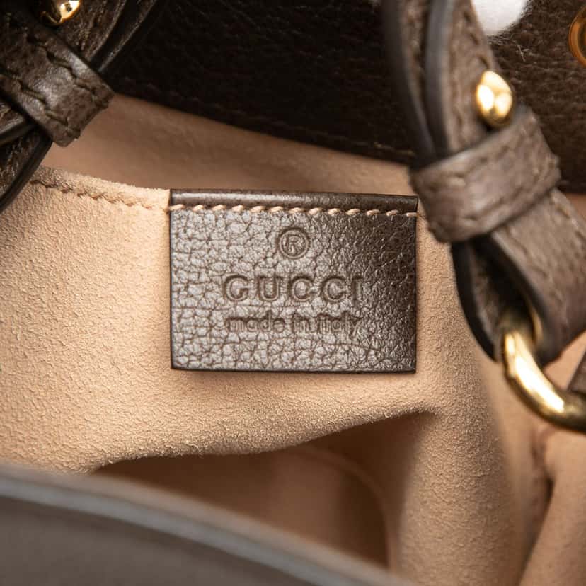 Gucci Small GG Supreme Web Ophidia Bucket Bag Beige Very good condition - Box View