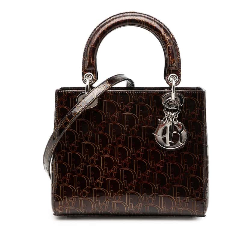 Dior Medium Patent Ultimate Lady Dior Brown Leather Very good condition - Front View