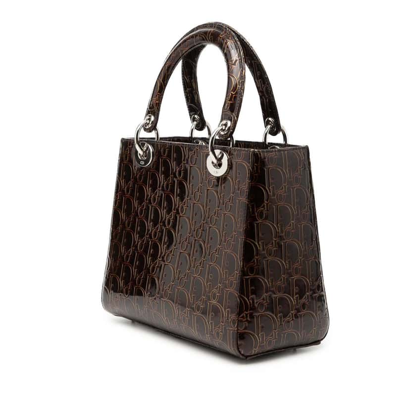 Dior Medium Patent Ultimate Lady Dior Brown Leather Very good condition - Back View