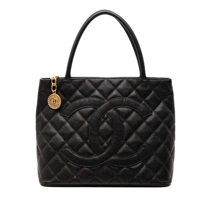 Chanel Caviar Medallion Tote Black Leather Never worn, with tag - Front View