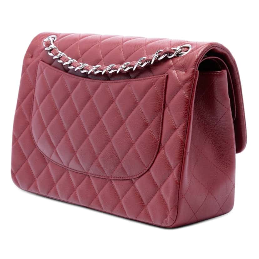 Chanel Jumbo Classic Caviar Double Flap Red Leather Very good condition - Back View