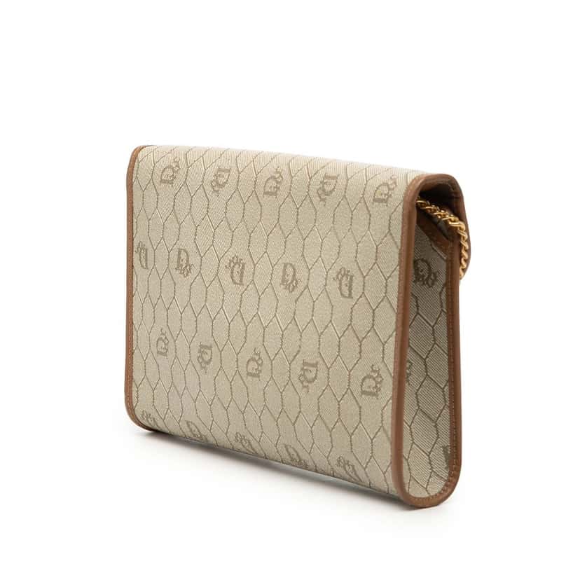 Dior Honeycomb Coated Canvas Chain Crossbody Beige Very good condition - Back View